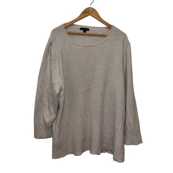 J.Crew Wool Cashmere Womens Cream Sweater 2X Cozy Long Sleeve Relaxed Fit - Picture 2 of 9